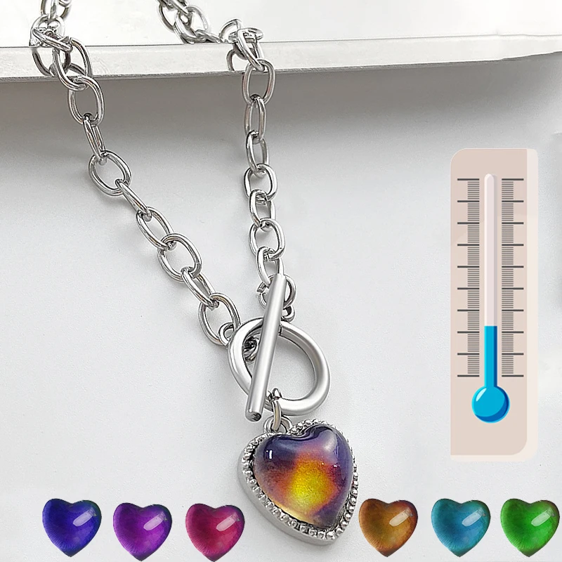 Mood Bracelets Peach Heart Love Pendant Bracelet Temperature Control Color Change Bracelet Stainless Steel Chain Jewellery Women 
Mood Bracelets Peach Heart Love Pendant Bracelet Temperature Control Color Change Bracelet Stainless Steel Chain Jewellery Women