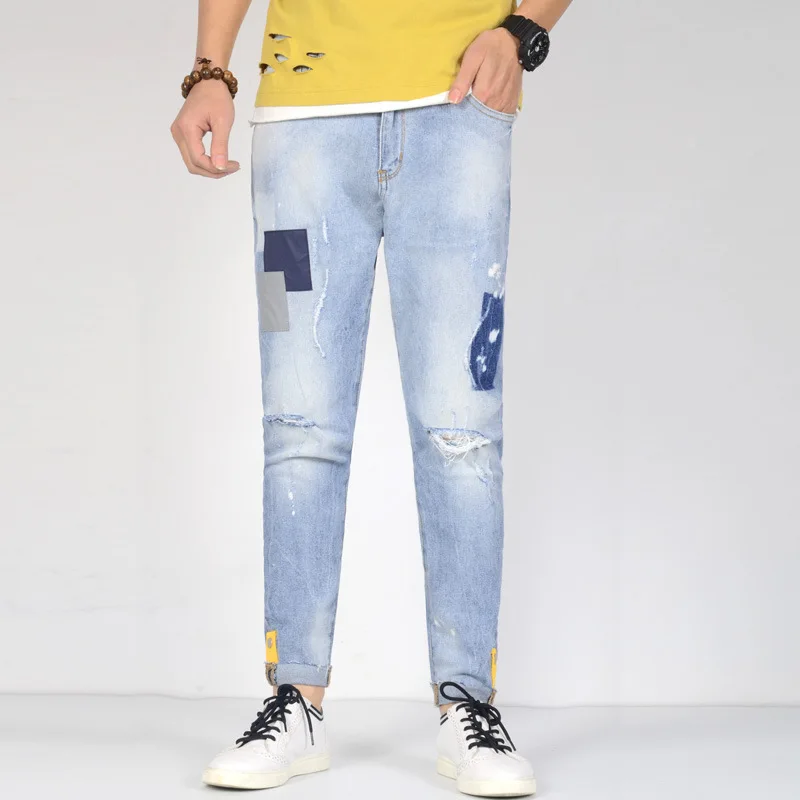 Men's Ripped Jeans Stretch Biker Pants Fashion Classical Denim stitching Jeans Men Slim Male Jeans
Men's Ripped Jeans Stretch Biker Pants Fashion Classical Denim stitching Jeans Men Slim Male Jeans