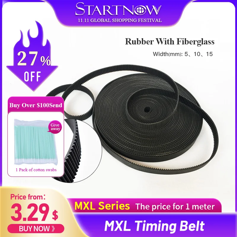 Startnow MXL-5 Timing Belt Width 5 10 15mm MXL 2mm Pitch Open-Ended Transmission Rubber Belts For CO2 Laser Engraving Machine
Startnow MXL-5 Timing Belt Width 5 10 15mm MXL 2mm Pitch Open-Ended Transmission Rubber Belts For CO2 Laser Engraving Machine