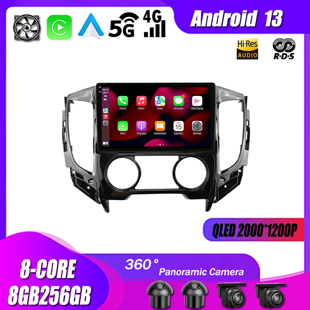 

9 "Android 13 автомобильный радиоприемник, мультимедийный плеер, навигация GPS Carplay 4G WIFI для Mitsubishi Pajero Sport 3 L200 2015 - 2019