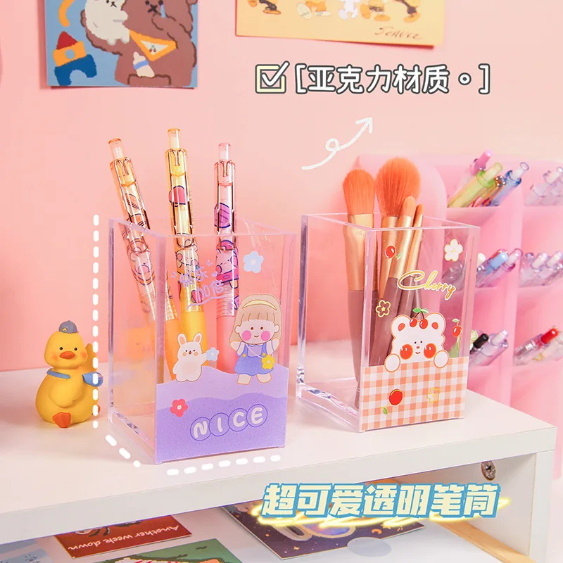 INS Acrylic pen holder cute Cartoon transparent bear girl acrylic transparent stationery storage pen holder desk organizer
INS Acrylic pen holder cute Cartoon transparent bear girl acrylic transparent stationery storage pen holder desk organizer