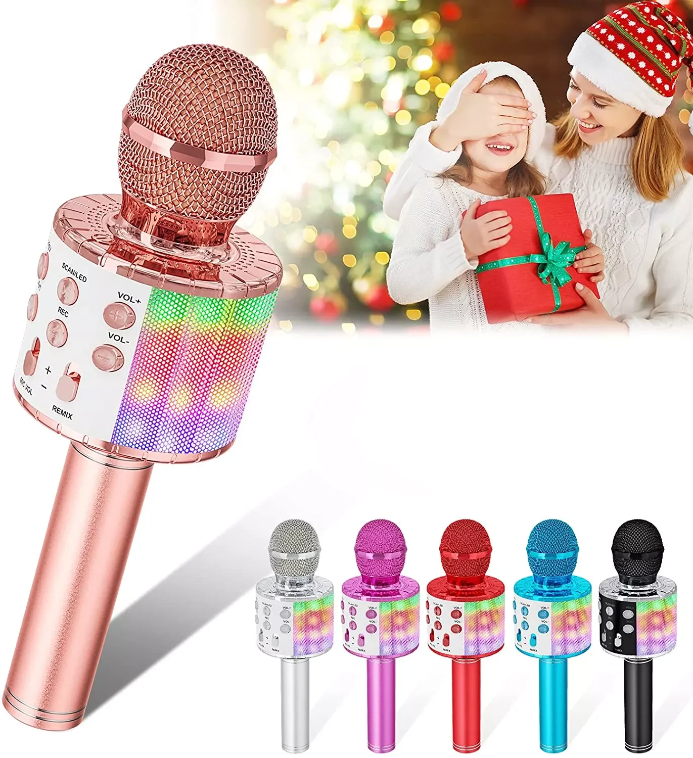 Karaoke Microphone for Kids Singing, 5 in 1 Wireless Bluetooth Microphone with LED Lights Karaoke Machine Portable Mic Speaker
Karaoke Microphone for Kids Singing, 5 in 1 Wireless Bluetooth Microphone with LED Lights Karaoke Machine Portable Mic Speaker