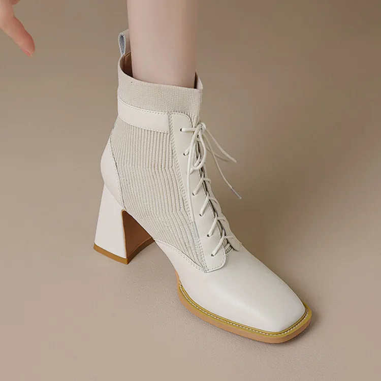 British Square Toe Women Autumn Boots Elastic Short Sock Botas Gladiator Lace Up Chunky High Heels Lady Riding Botines Femmes
British Square Toe Women Autumn Boots Elastic Short Sock Botas Gladiator Lace Up Chunky High Heels Lady Riding Botines Femmes