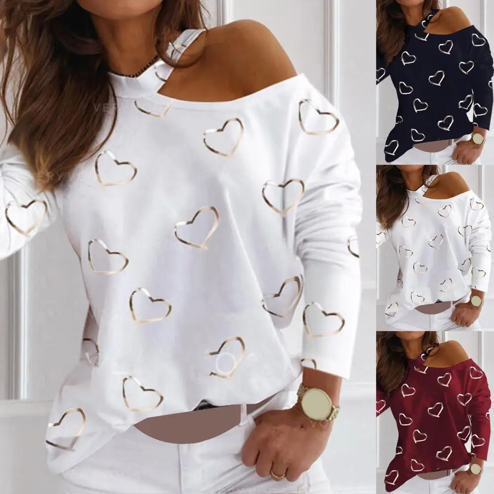 Sexy Blouse Women Elegant Fashion Long Sleeve Hollow Out Blouse Love Heart Print One Shoulder Pullover Women Clothing
Sexy Blouse Women Elegant Fashion Long Sleeve Hollow Out Blouse Love Heart Print One Shoulder Pullover Women Clothing
