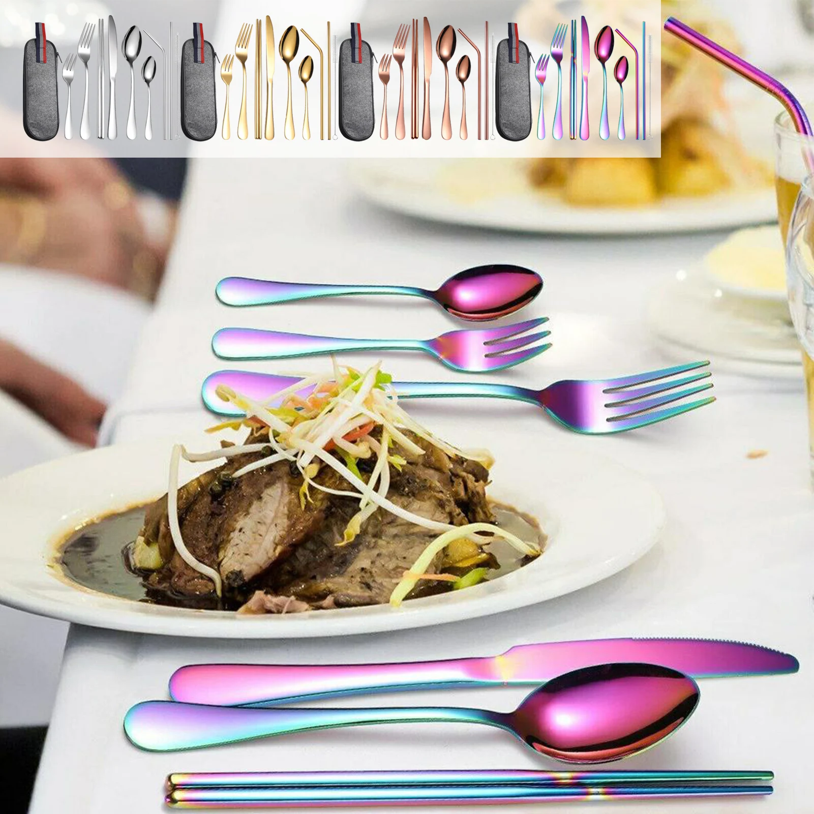 Travel Silverware Set 9-Piece Portable Lunch Silverware Set Stainless Steel Reusable Utensils Set Easy To Clean Dishwasher Safe
Travel Silverware Set 9-Piece Portable Lunch Silverware Set Stainless Steel Reusable Utensils Set Easy To Clean Dishwasher Safe