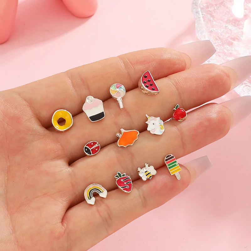 6-Piece Cute Sweet Fruit Set Mini Earrings for Women Fashion Cake Rainbow Unicorn Metal Earrings Girl Jewelry Accessories Gifts
6-Piece Cute Sweet Fruit Set Mini Earrings for Women Fashion Cake Rainbow Unicorn Metal Earrings Girl Jewelry Accessories Gifts