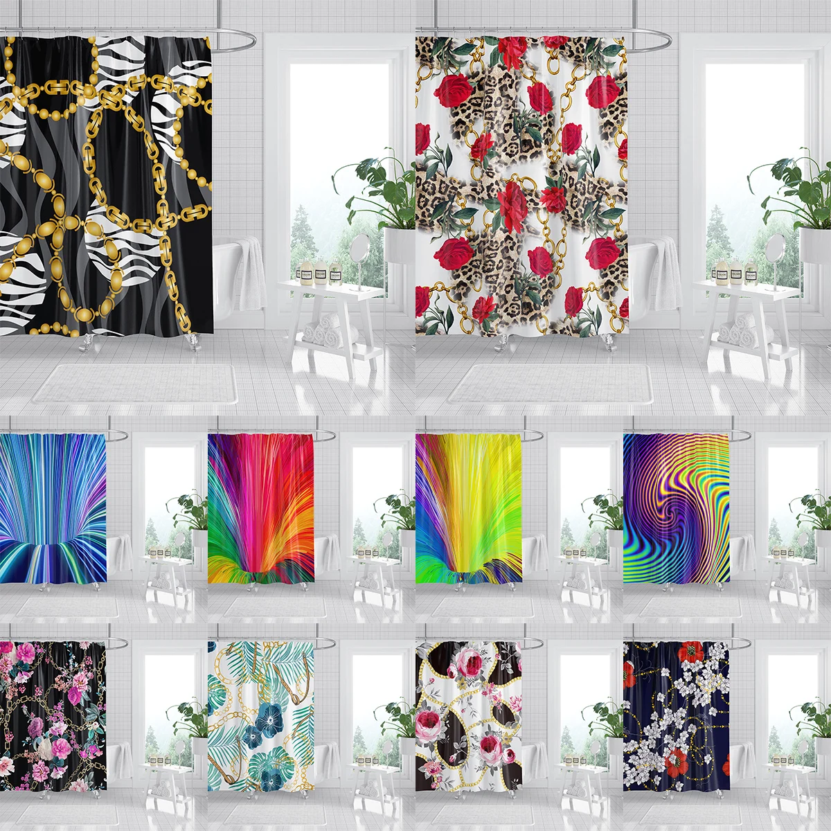 Luxury Bathroom Curtain Golden Chain Shower Curtains 3D Geometric Shower Curtains For Bathroom Decor Bath Curtains With Hooks
Luxury Bathroom Curtain Golden Chain Shower Curtains 3D Geometric Shower Curtains For Bathroom Decor Bath Curtains With Hooks