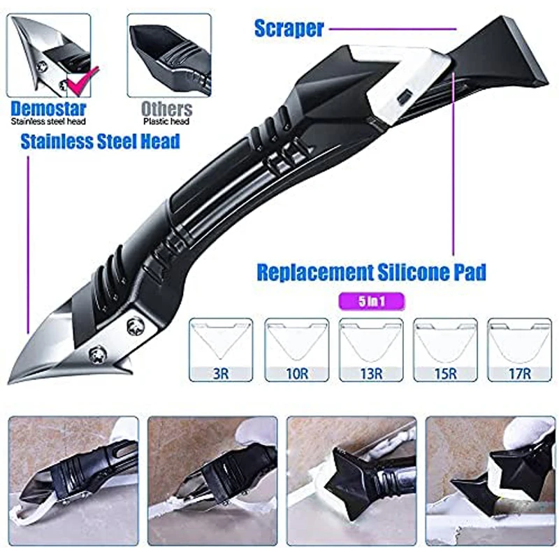5 In1 Silicone Remover Sealant Smooth Scraper Caulk Squeegee Finisher Grout Kit Floor Mould Removal Construction Caulking Tool
5 In1 Silicone Remover Sealant Smooth Scraper Caulk Squeegee Finisher Grout Kit Floor Mould Removal Construction Caulking Tool