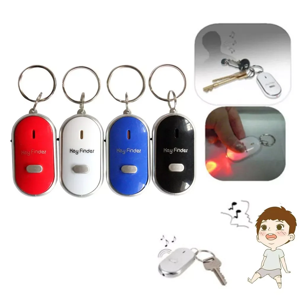 

Free Shipping Anti-Lost Key Finder Smart Find Locator Keychain Whistle Beep Sound Control LED Torch Portable Car Key Finder fast