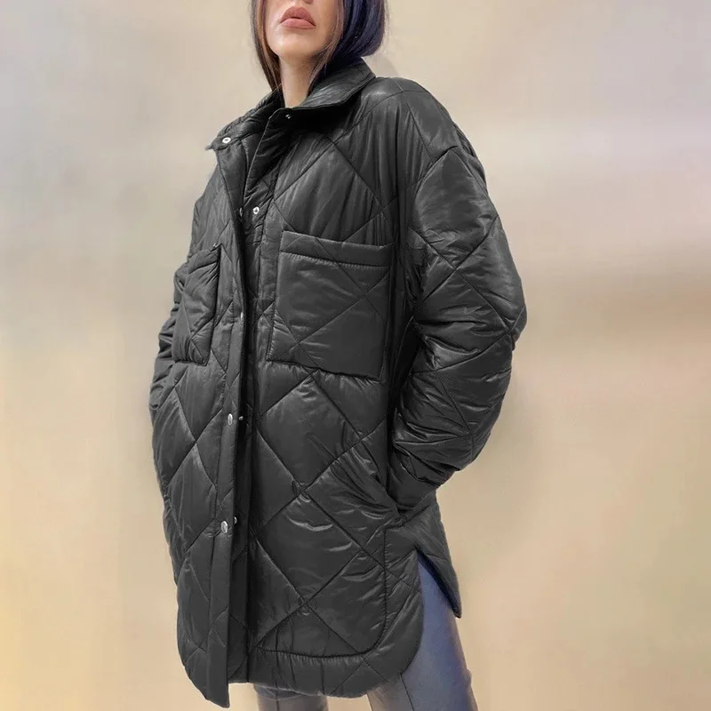 Buttons Parkas Women's Jacket Fashion Simple Argyle Coat Women Elegant Turn Down Collar Solid Cotton Jackets Female 2021 New
Buttons Parkas Women's Jacket Fashion Simple Argyle Coat Women Elegant Turn Down Collar Solid Cotton Jackets Female 2021 New