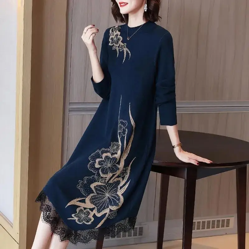 Lace Patchwork Knee Length Dress New Spring Womens Fashion Slim Knitted Sweater 2022 New Fashion Elegant High Quality K343
Lace Patchwork Knee Length Dress New Spring Womens Fashion Slim Knitted Sweater 2022 New Fashion Elegant High Quality K343