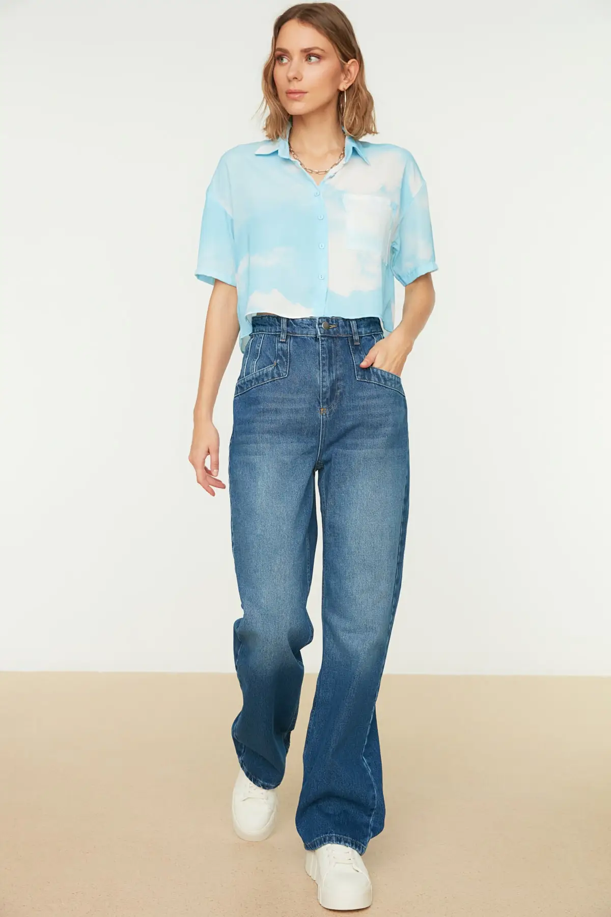 Women's Jean Blue Waist Detailed High Waist & S Wide Leg Straight Pant Jeans Buttons Zipper Ladies
Women's Jean Blue Waist Detailed High Waist & S Wide Leg Straight Pant Jeans Buttons Zipper Ladies