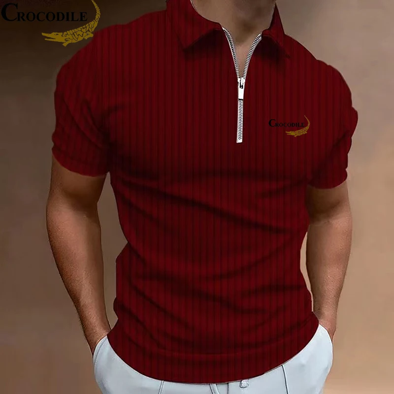 Fashionable vertical stripe CROCODILE men's polo shirt, button fitting, office, casual, printed
Fashionable vertical stripe CROCODILE men's polo shirt, button fitting, office, casual, printed