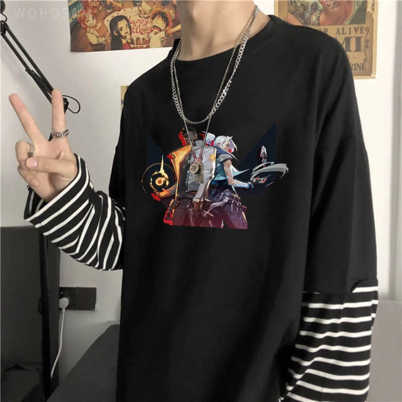 Harajuku Game Anime Valorant Jett Yoru Long Sleeve Women T Shirt Fashion Manga Summer Casual Fake Two Pieces Stripes T-Shirts
Harajuku Game Anime Valorant Jett Yoru Long Sleeve Women T Shirt Fashion Manga Summer Casual Fake Two Pieces Stripes T-Shirts