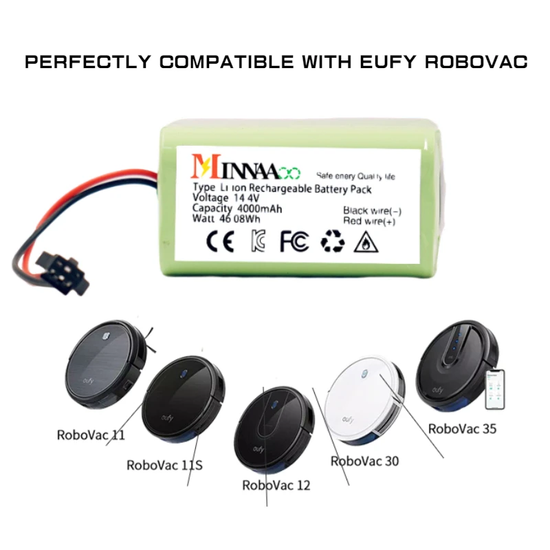 14.4V 4.0Ah Li-ion battery for Cecotec Conga Excellence 950 990 1090 Ecovacs Deebot DN621 601/605 Eufy RoboVac 35C Panda i7 V710
14.4V 4.0Ah Li-ion battery for Cecotec Conga Excellence 950 990 1090 Ecovacs Deebot DN621 601/605 Eufy RoboVac 35C Panda i7 V710
