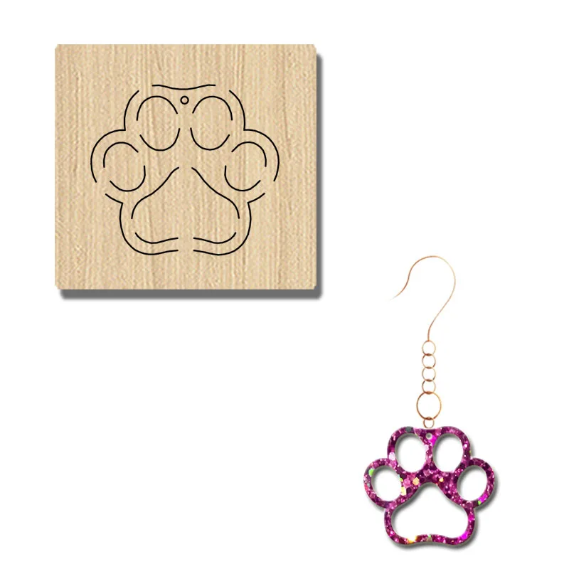 

EM110 Footprint Shaped Earrings With Wooden Cutting Mold, Customizable For Most Machines