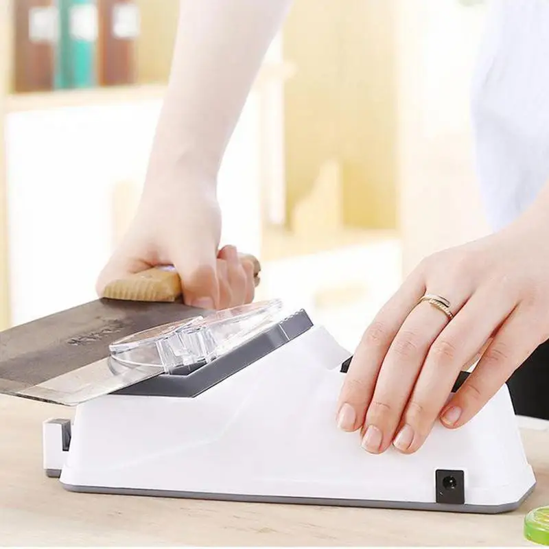 

USB Electric Knife Sharpener Adjustable For Kitchen Knives Tool Knife Scissor Sharpening White Medium And Fine Grinding Blade