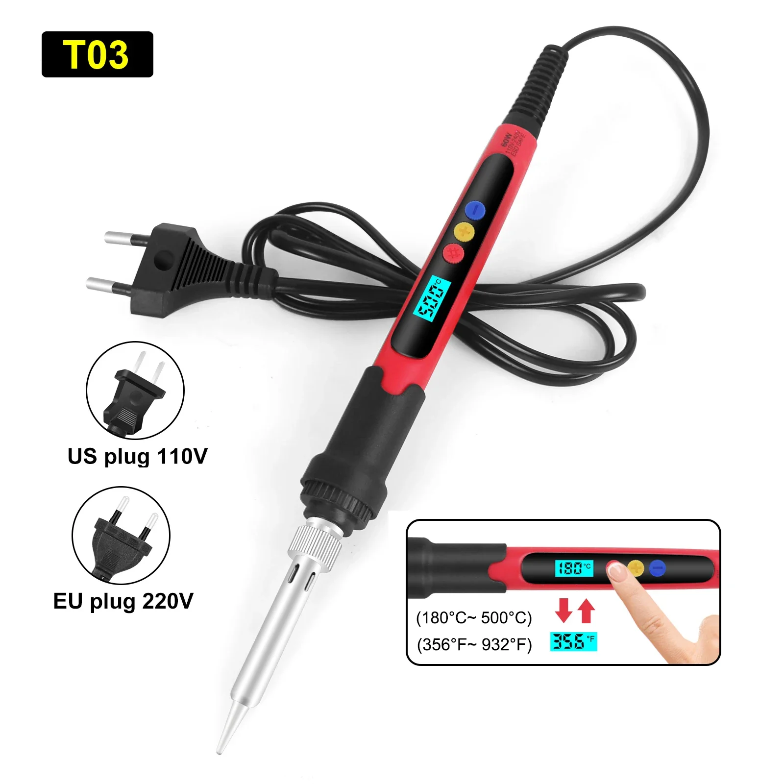 NEWACALOX Электронный паяльник 60 Вт красный
NEWACALOX Электронный паяльник 60 Вт красный