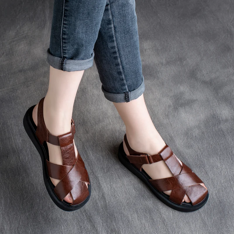 Women Sandals Leather Summer Shoes For Women Black Casual Flat Heels Beach Sandals Genuine Leather Women Brown Shoes Ladies 2022
Women Sandals Leather Summer Shoes For Women Black Casual Flat Heels Beach Sandals Genuine Leather Women Brown Shoes Ladies 2022