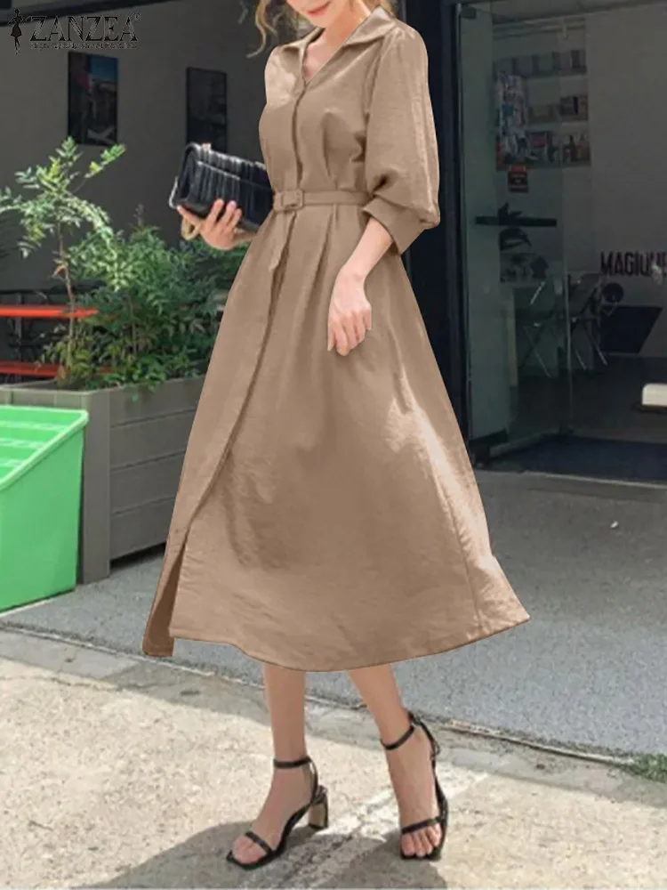 Summer Long Sleeve Lapel Button Sundress ZANZEA New Women Solid Color Shirt Dress Femme Fashion Elegant Work OL Holiday Dress
Summer Long Sleeve Lapel Button Sundress ZANZEA New Women Solid Color Shirt Dress Femme Fashion Elegant Work OL Holiday Dress
