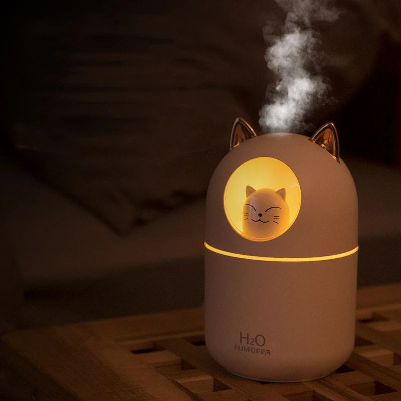 300ML Cute Cat Air Humidifier Aroma Diffuser With Night Light Cool Mist USB Humidifier For Bedroom Home Car Purifier Humificador
300ML Cute Cat Air Humidifier Aroma Diffuser With Night Light Cool Mist USB Humidifier For Bedroom Home Car Purifier Humificador