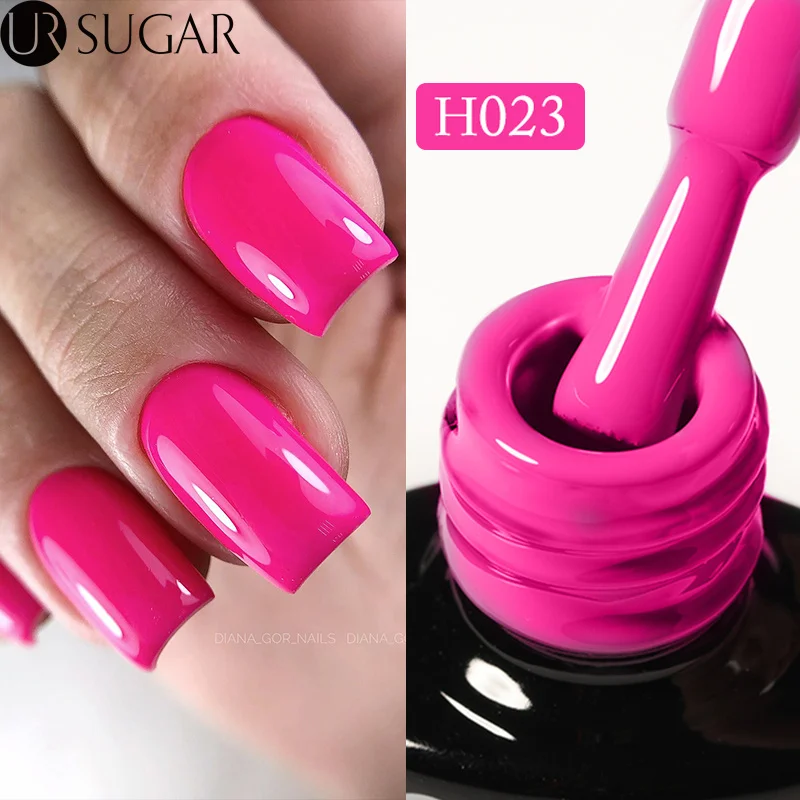 

UR SUGAR Hot Pink Color Gel Nail Polish Neon High Saturation Semi Permanent Soak Off UV LED Gel 7ml Glass Bottle Manicure