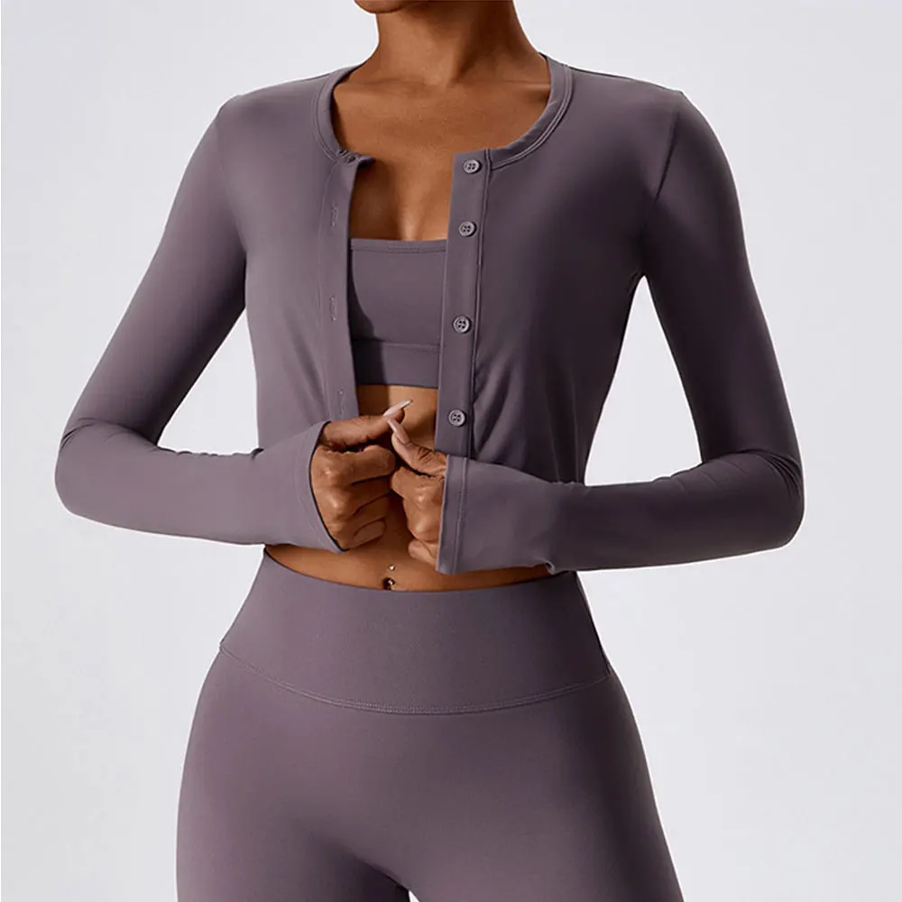 New Brushed Tight Button Long Sleeve Yoga Suit Women's Outdoor Running Nude Fitness Sports T-shirt Coat Top
New Brushed Tight Button Long Sleeve Yoga Suit Women's Outdoor Running Nude Fitness Sports T-shirt Coat Top