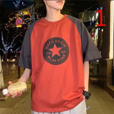 Простая Свободная Повседневная красивая модная футболка в гонконгском ретро-стиле с рукавом до локтя