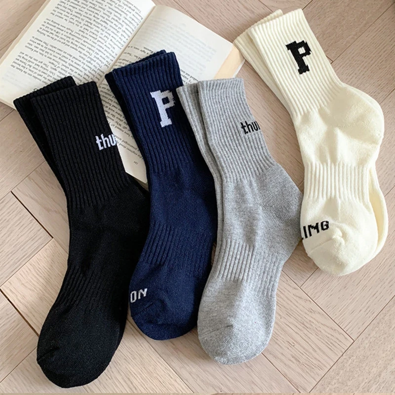 Women Men Harajuku Ribbed Cotton Crew Socks P Letter Print Solid Color Hip Hop Skateboard Sports Street Mid Tube Hosiery
Women Men Harajuku Ribbed Cotton Crew Socks P Letter Print Solid Color Hip Hop Skateboard Sports Street Mid Tube Hosiery