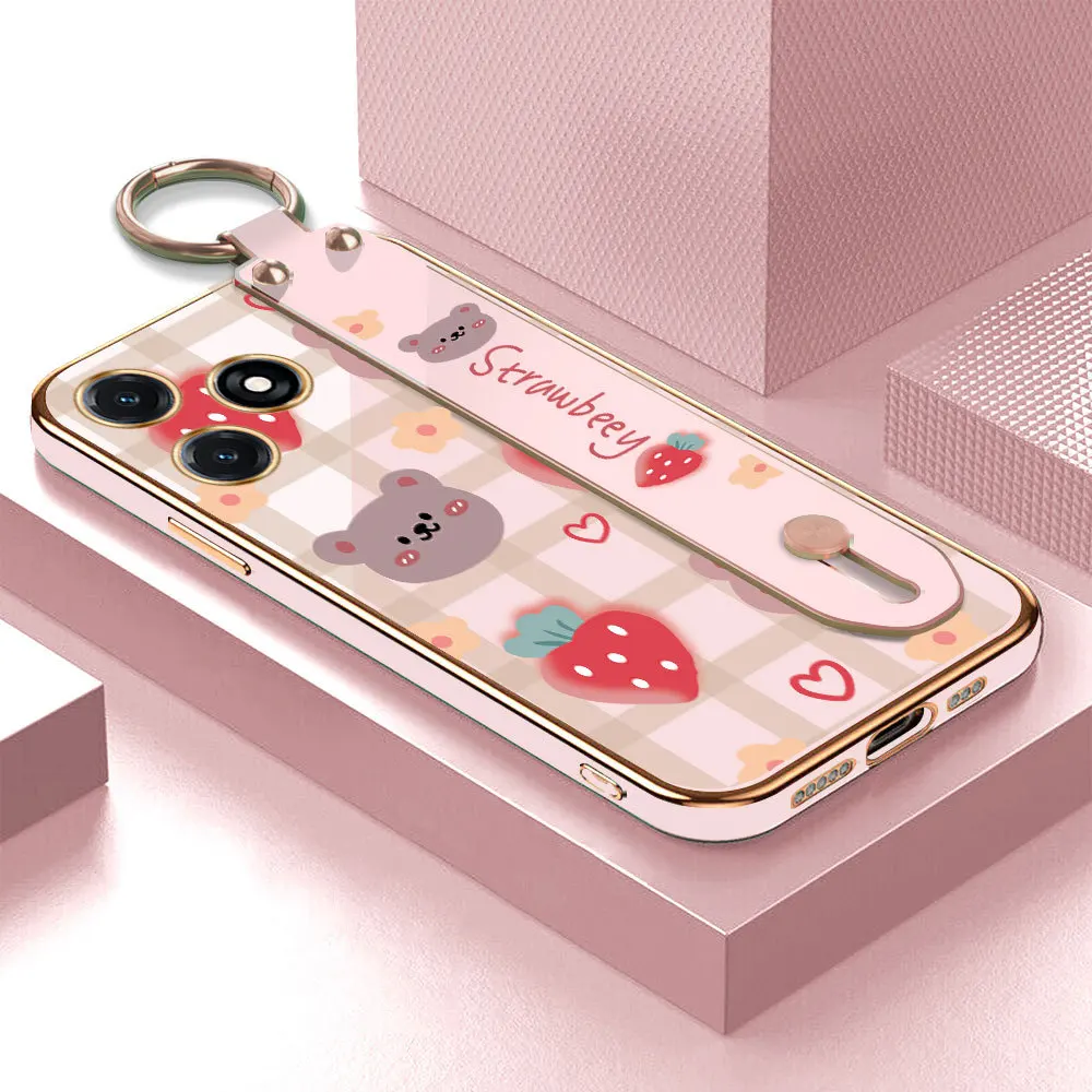 (With Wristband) For Tecno Spark 10 Strawberry Back Cover Case Luxury Plating TPU Phone Cases 
(With Wristband) For Tecno Spark 10 Strawberry Back Cover Case Luxury Plating TPU Phone Cases