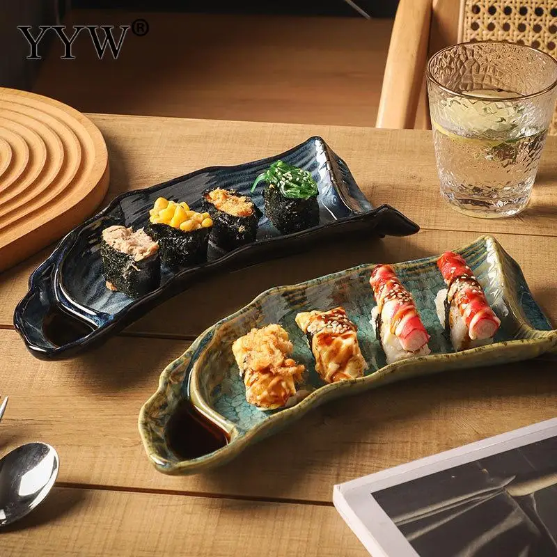 Irregular Ceramic Plate Sushi Long Kiln Glazed Sushi Plate Creative Vintage Sushi Cold Dishes 12 Inches Dinner Serving Plate
Irregular Ceramic Plate Sushi Long Kiln Glazed Sushi Plate Creative Vintage Sushi Cold Dishes 12 Inches Dinner Serving Plate