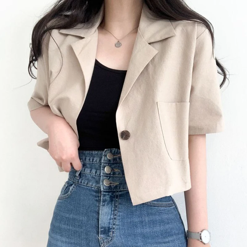 Korean Chic Suit Collar One Button Short Coat Women's 2023 Summer New Hong Kong Style Retro Short Sleeve Shirt Shirts Blouses &
Korean Chic Suit Collar One Button Short Coat Women's 2023 Summer New Hong Kong Style Retro Short Sleeve Shirt Shirts Blouses &
