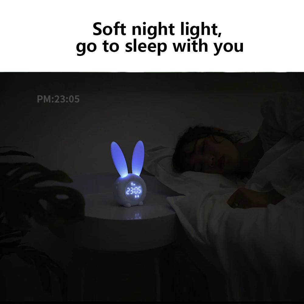 Rabbit Sound Induction Timer Alarm Clock Creative LED Digital Alarm Clock Induction Small Alarm Clock USB Clock With Night Light
Rabbit Sound Induction Timer Alarm Clock Creative LED Digital Alarm Clock Induction Small Alarm Clock USB Clock With Night Light