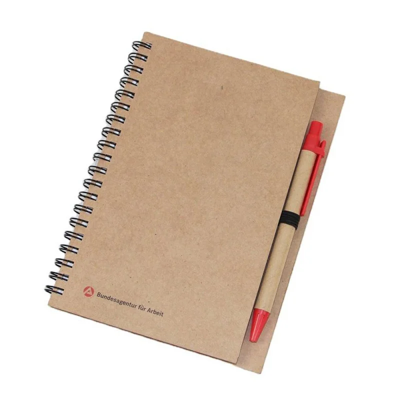 Double metal spiral ECO book Coil notebook with paper pen recyclable elastic band notebook for promotion gift
Double metal spiral ECO book Coil notebook with paper pen recyclable elastic band notebook for promotion gift