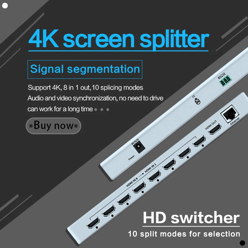 4K HDMI 8x1 Quad Multi-viewer HDMI Switcher 8 in 1 out Seamless Multiviewer Switch IR Screen Divider Converter Screen Divider
4K HDMI 8x1 Quad Multi-viewer HDMI Switcher 8 in 1 out Seamless Multiviewer Switch IR Screen Divider Converter Screen Divider