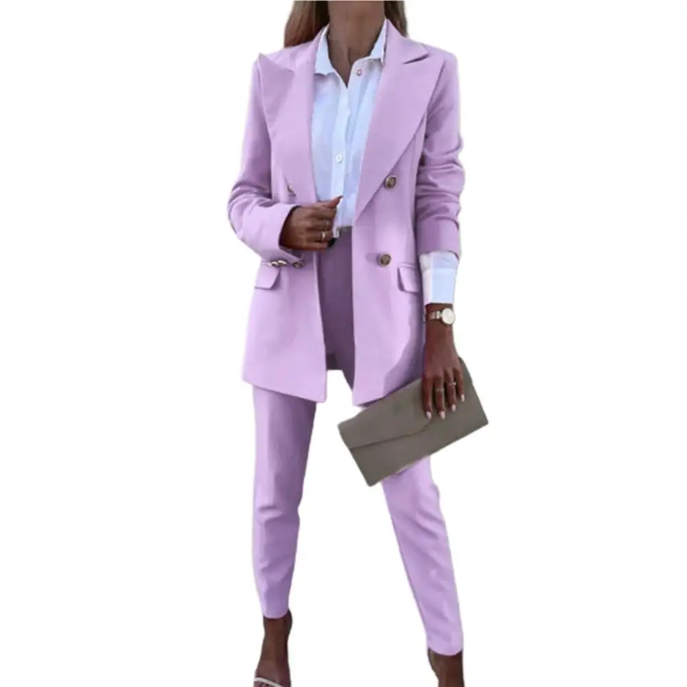 Women Blazer Set Solid Color Turn-down Collar 2Pcs Formal Loose Warm High Waist Pockets Coats Pants Suits ensemble jogging femme
Women Blazer Set Solid Color Turn-down Collar 2Pcs Formal Loose Warm High Waist Pockets Coats Pants Suits ensemble jogging femme