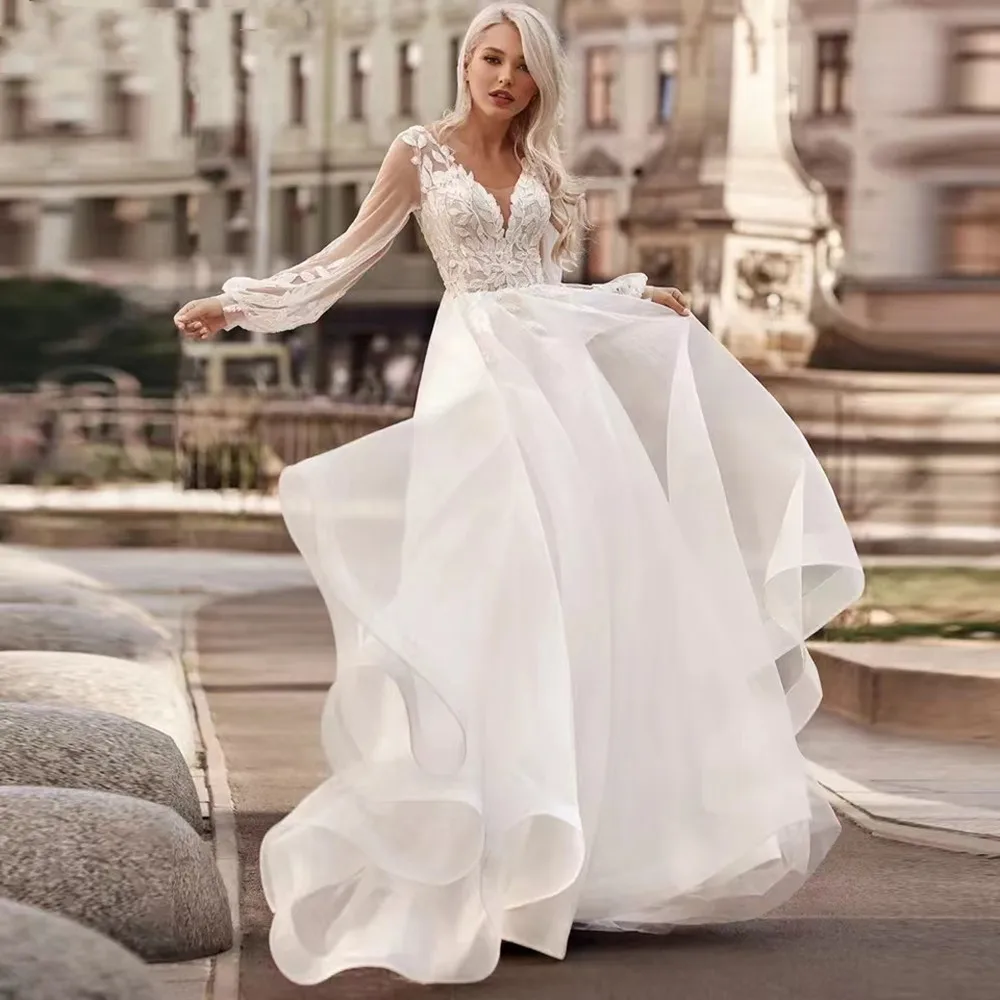 Bohemian Wedding Dress Long Sleeves Appliqued Robe De Mariée Princesse Beach White Lady Bridal Dresses Sexy Vestido De Casamento
Bohemian Wedding Dress Long Sleeves Appliqued Robe De Mariée Princesse Beach White Lady Bridal Dresses Sexy Vestido De Casamento