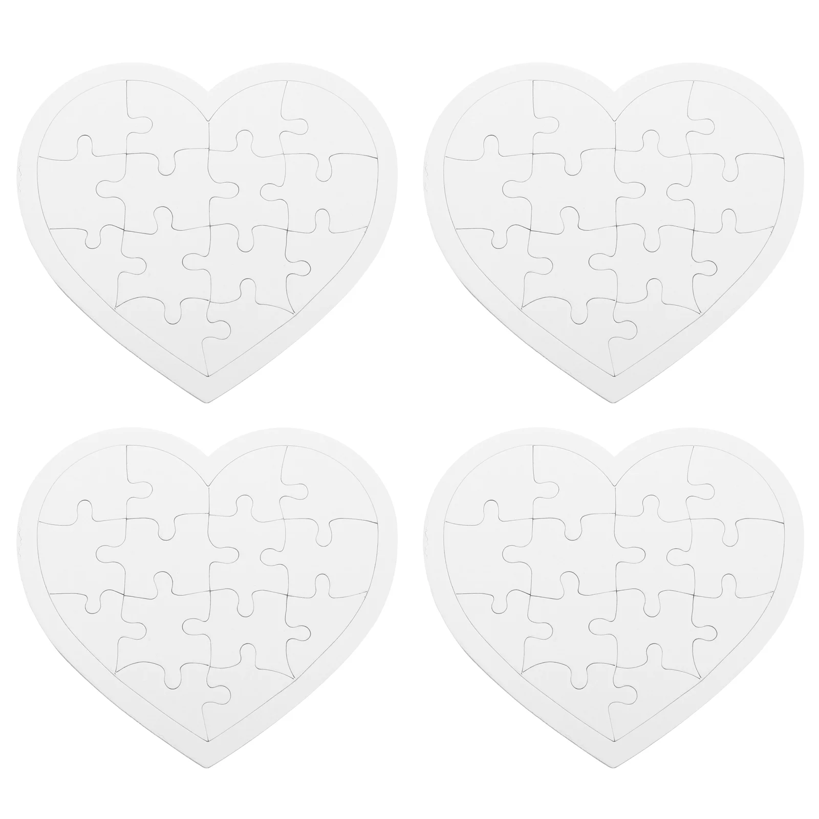

Пазлы пустые белые с сердечками, Набор для творчества «сделай сам», 4 набора