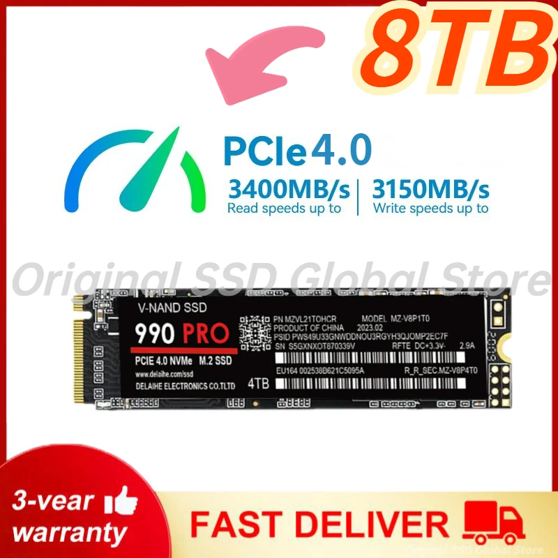 4TB 2TB 1TB Original 990PRO SSD NVME M2 SSD PCIe 4.0 Internal Solid State Drive Hard Disk for PC Notebook Desktop
4TB 2TB 1TB Original 990PRO SSD NVME M2 SSD PCIe 4.0 Internal Solid State Drive Hard Disk for PC Notebook Desktop