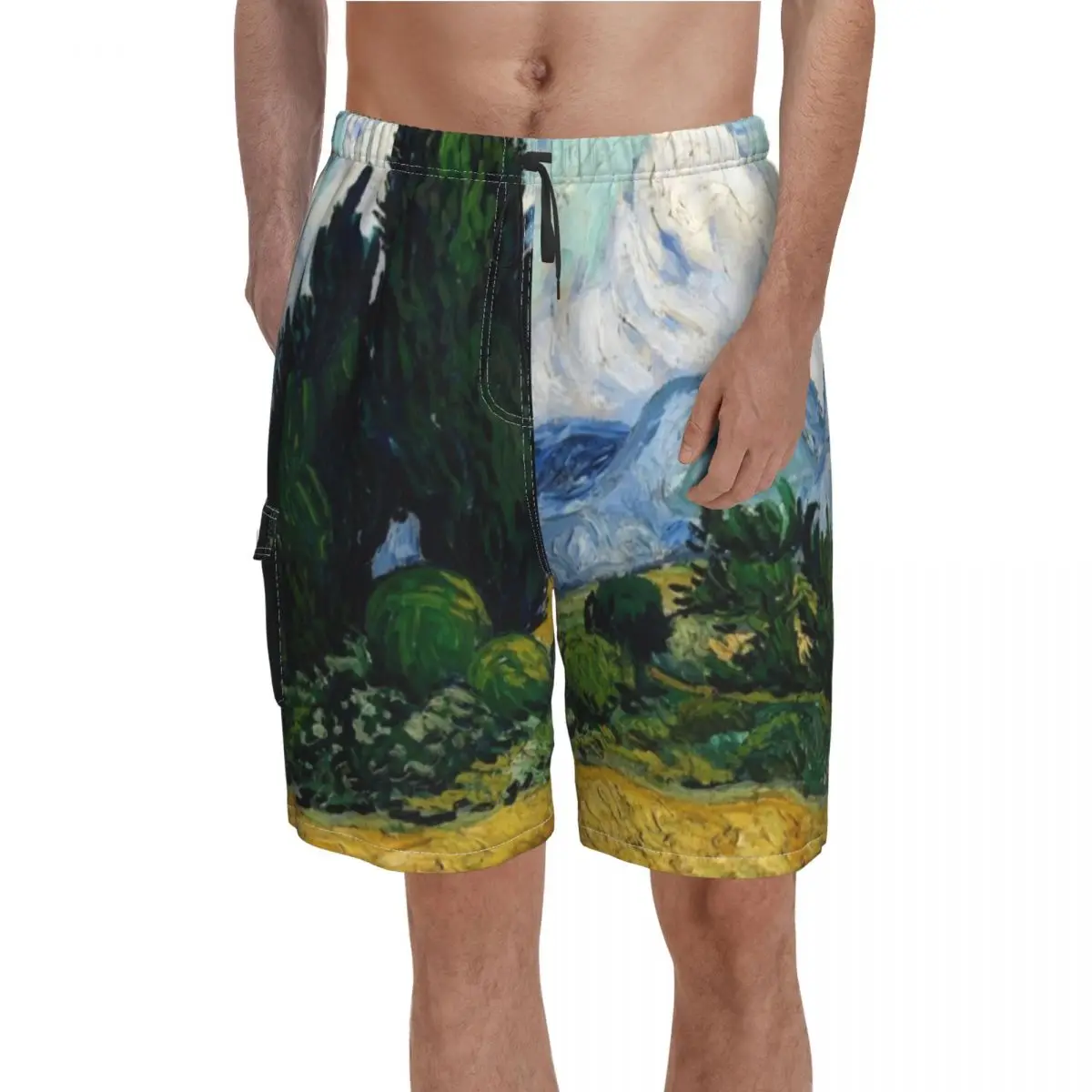 

Пляжные шорты с изображением пшеничного поля, Винсента Ван Гога, мужские удобные пляжные шорты, плавки оверсайз с принтом