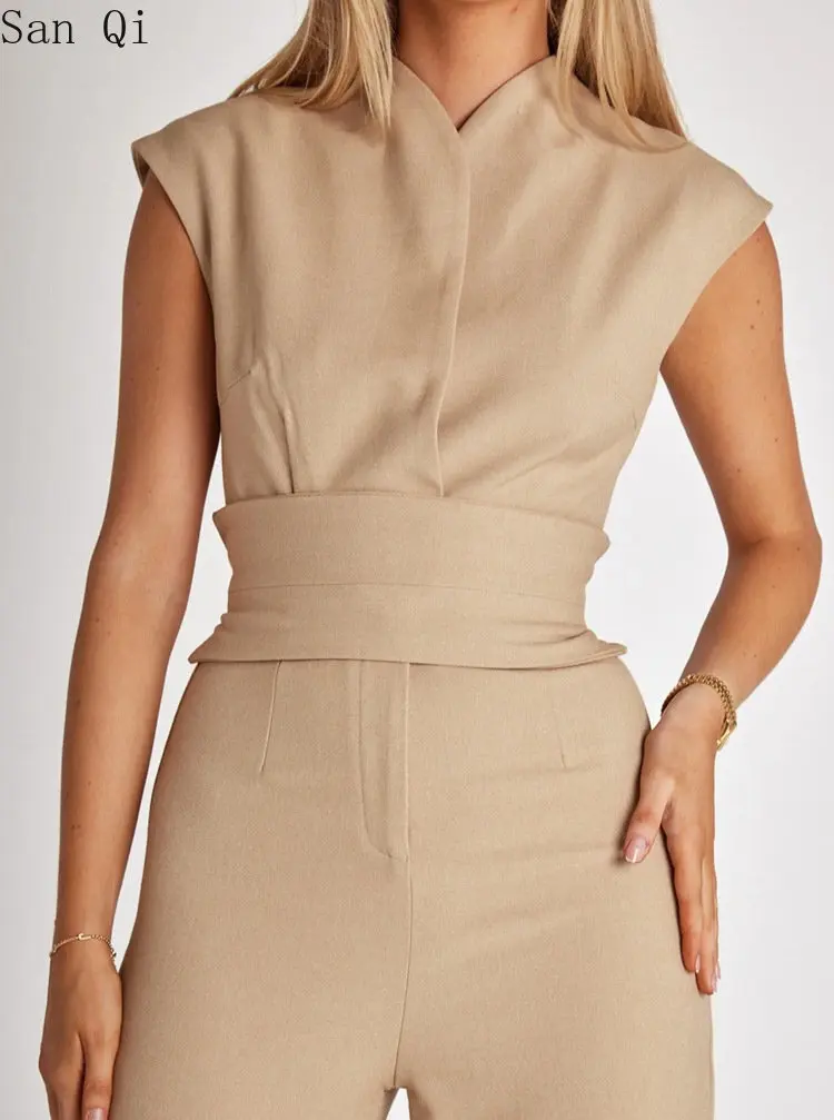 Jumpsuit for Women Thin Wide Leg Pocket Jumpsuits Summer Women's Solid Color All-Matching Sleeveless Belt Jumpsuit for Yoga
Jumpsuit for Women Thin Wide Leg Pocket Jumpsuits Summer Women's Solid Color All-Matching Sleeveless Belt Jumpsuit for Yoga