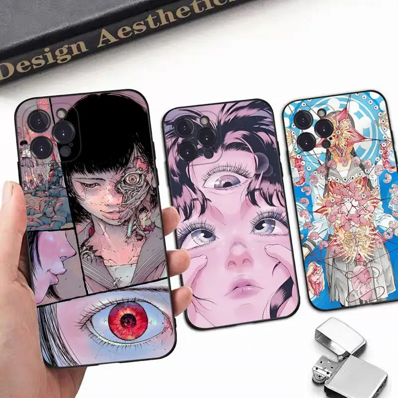 

shintaro kago Horror cartoons Phone Case For iPhone 14 13 12 Mini 11 Pro XS Max X XR SE 6 7 8 Plus Soft Silicone Cover