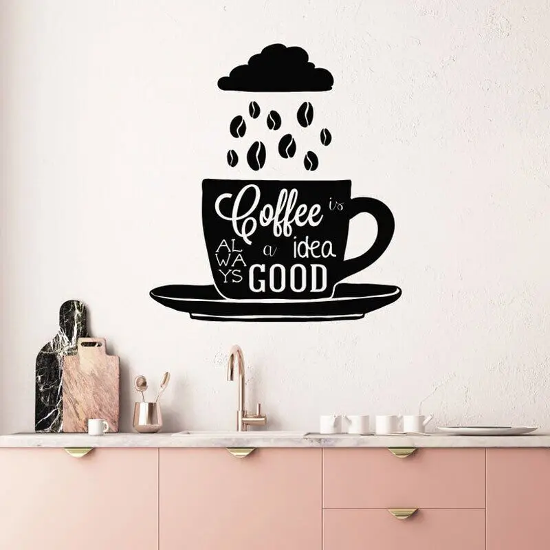Coffee Is Always A Idea Good Quote Wall Stickers Vinyl Home Decor Kitchen Beans Cup Saying Decals Removable Mural Wallpaper 3864
Coffee Is Always A Idea Good Quote Wall Stickers Vinyl Home Decor Kitchen Beans Cup Saying Decals Removable Mural Wallpaper 3864