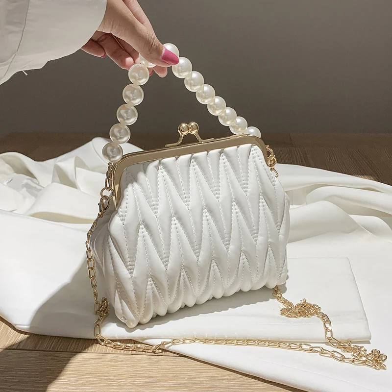 Fashion Quilted Ladys Evening Clutch Purse Pearl Clip Bag Shoulder Bag Metal Chain Luxury Handbag and Purse Woman Corssbody Bags
Fashion Quilted Ladys Evening Clutch Purse Pearl Clip Bag Shoulder Bag Metal Chain Luxury Handbag and Purse Woman Corssbody Bags