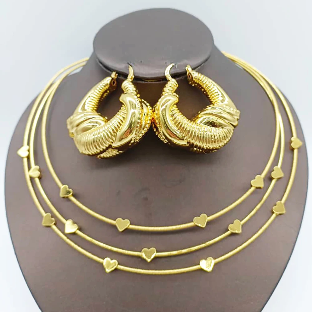 18k Gold Plated Jewelry Set for Women Dubai Wedding Collars Sets Bride Copper Necklace Earrings African Luxury Anniversary Gifts
18k Gold Plated Jewelry Set for Women Dubai Wedding Collars Sets Bride Copper Necklace Earrings African Luxury Anniversary Gifts