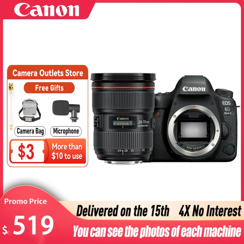 Canon EOS 6D Mark II DSLR полнокадровые цифровые профессиональные фото Dslr камеры полный