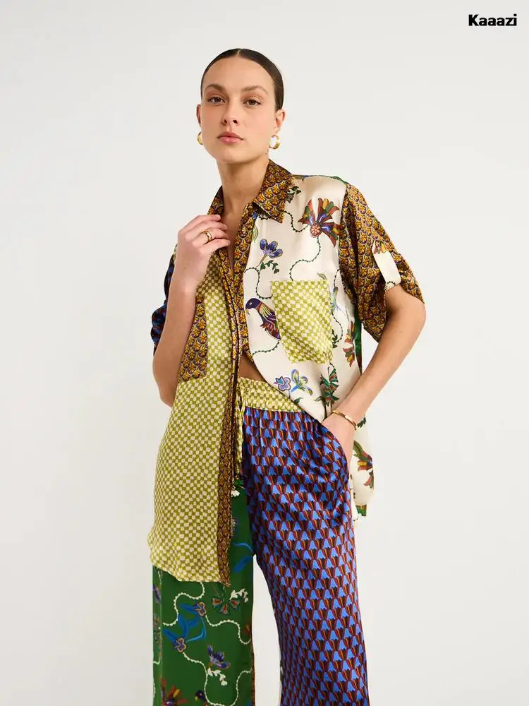KAAAZI Polo Collar Printed Vintage Short Sleeve Loose Dress Casual Fashion Suit Women Summer Long Pants Two Piece Set Holiday
KAAAZI Polo Collar Printed Vintage Short Sleeve Loose Dress Casual Fashion Suit Women Summer Long Pants Two Piece Set Holiday