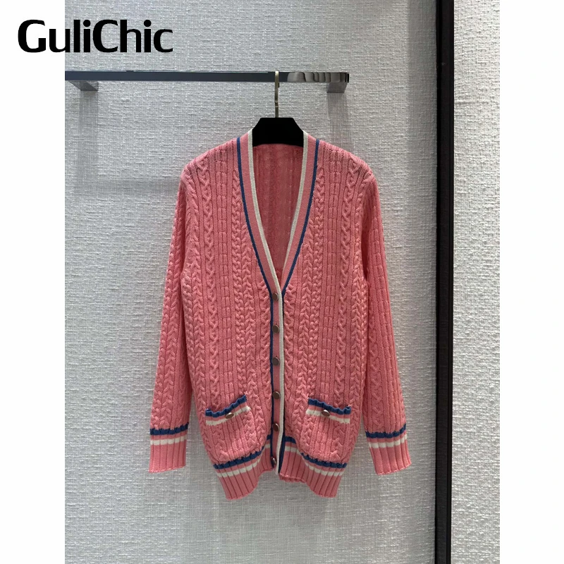 Женский однобортный Кардиган GuliChic 2,18 года, Элегантный Модный вязаный шерстяной кардиган с V-образным вырезом и карманами
Женский однобортный Кардиган GuliChic 2,18 года, Элегантный Модный вязаный шерстяной кардиган с V-образным вырезом и карманами