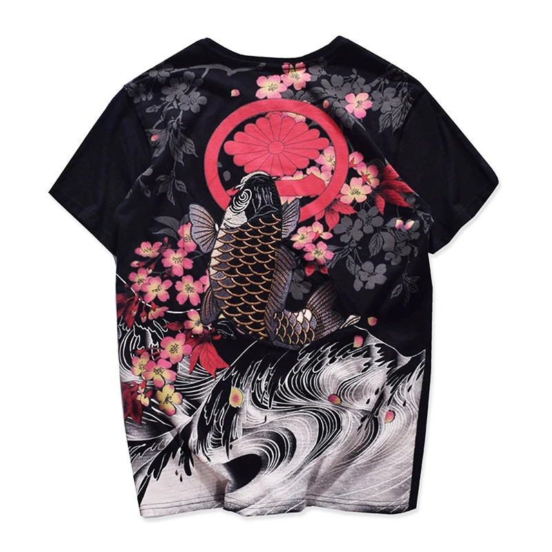 Japanese Harajuku Ukiyoe Vintage Men's T-shirt Floral Carp Fish Embroidery Short-sleeved Chinese Style T Shirt
Japanese Harajuku Ukiyoe Vintage Men's T-shirt Floral Carp Fish Embroidery Short-sleeved Chinese Style T Shirt