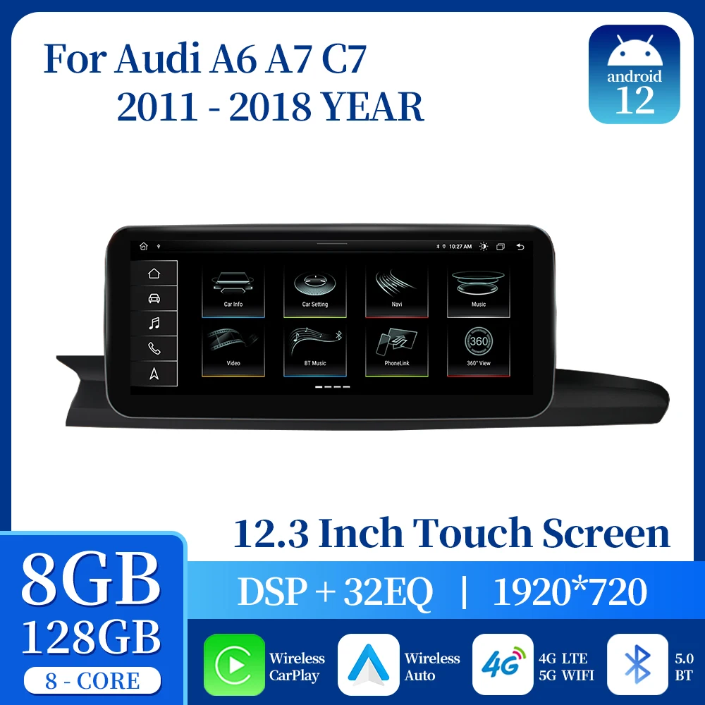 For Audi A6 C7 A7 2012 2013 - 2017 2018 Android 12 System Car Screen Player GPS Navigation Multimedia Stereo Radio CarPlay Auto
For Audi A6 C7 A7 2012 2013 - 2017 2018 Android 12 System Car Screen Player GPS Navigation Multimedia Stereo Radio CarPlay Auto